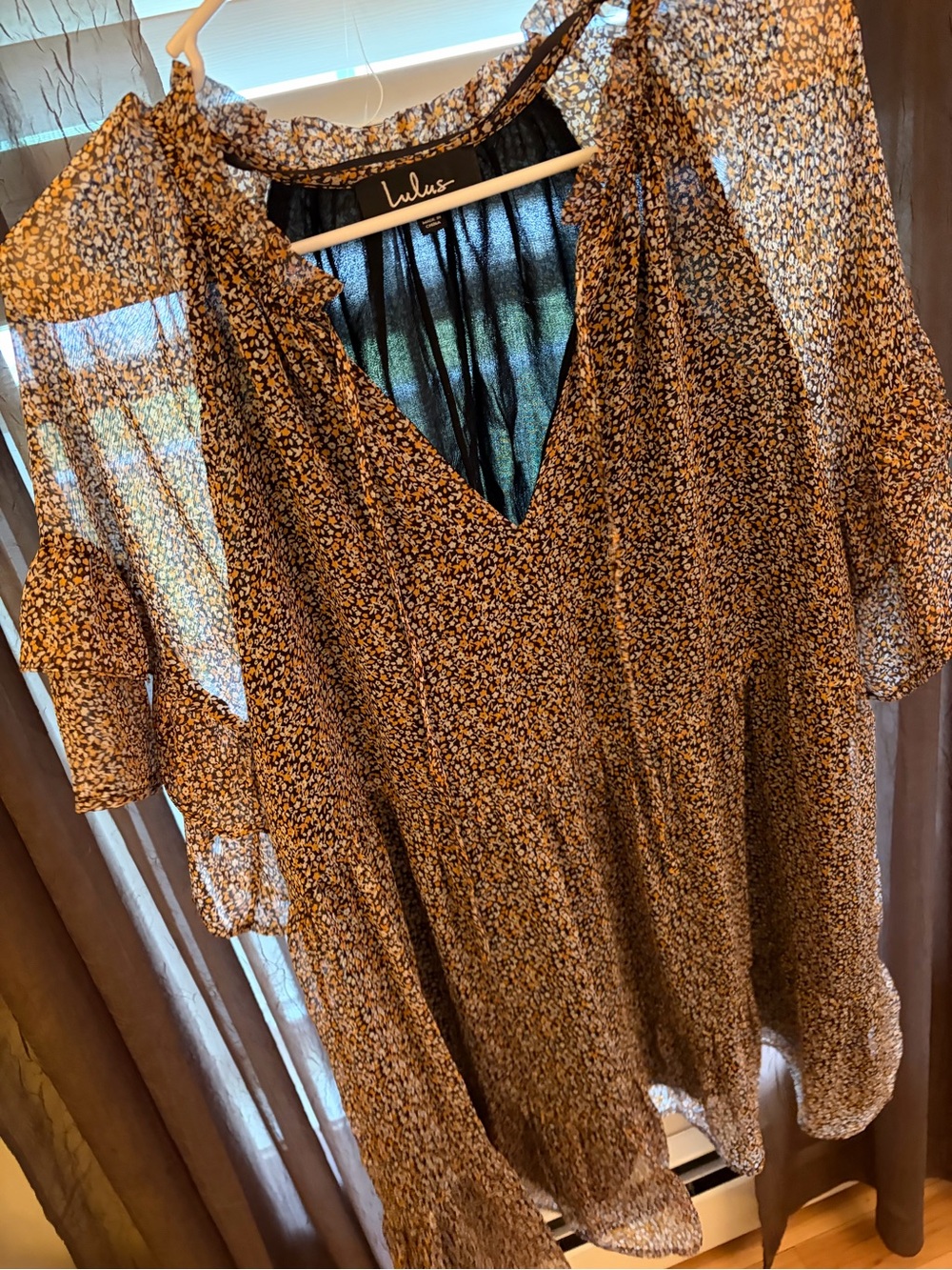 Lulu's Black and Mustard Floral Mini Dress - Picture 5 of 11